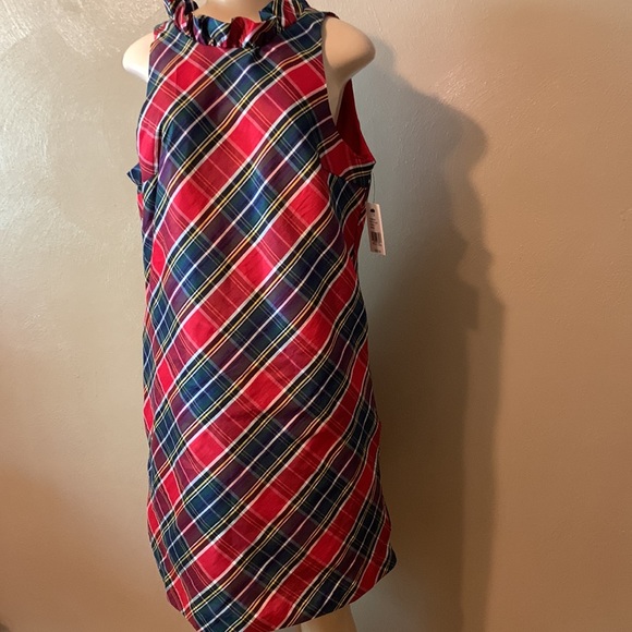 Crown & Ivy size 12 Red Plaid Family holiday dress pockets lined ruffled - Picture 2 of 8